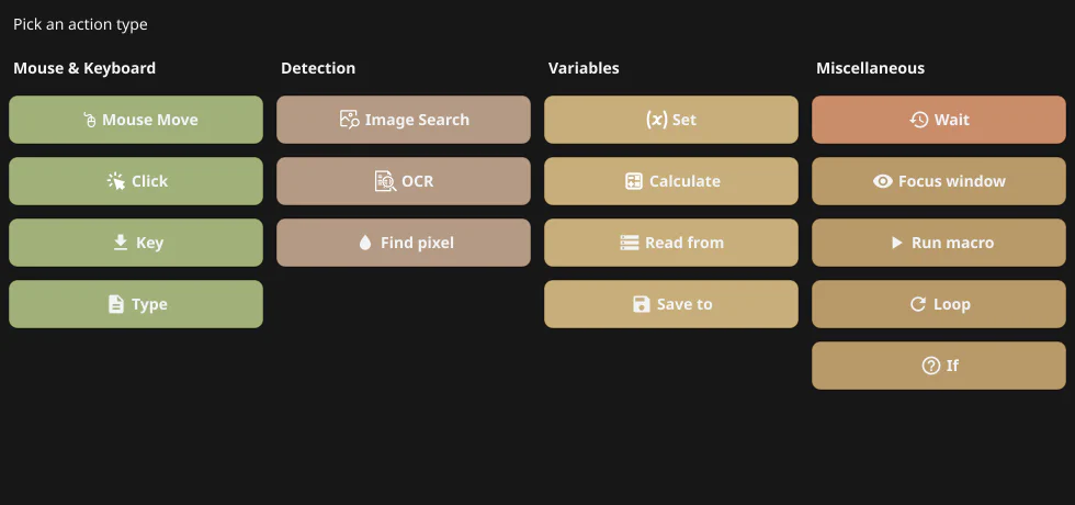 Add action picker